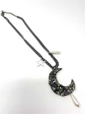 New Anthropologie x Madiso Crescent Moon Crystal Pearl Handmade Necklace